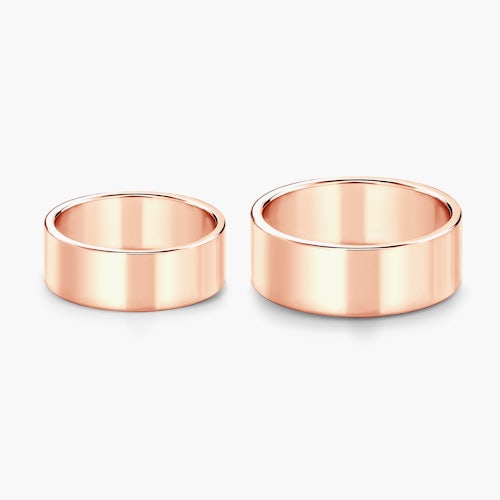 Obrączki ślubne: różowe złoto, płaskie, 7 mm